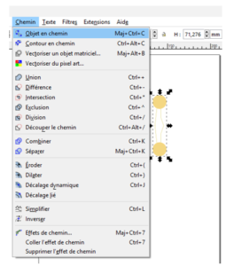 Onglet Chemin --> Objet en chemin